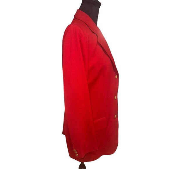 Vintage Ralph Lauren 3D CREST Red Designer Womens 12  Jacket Blazer Money Preppy - Picture 5 of 16